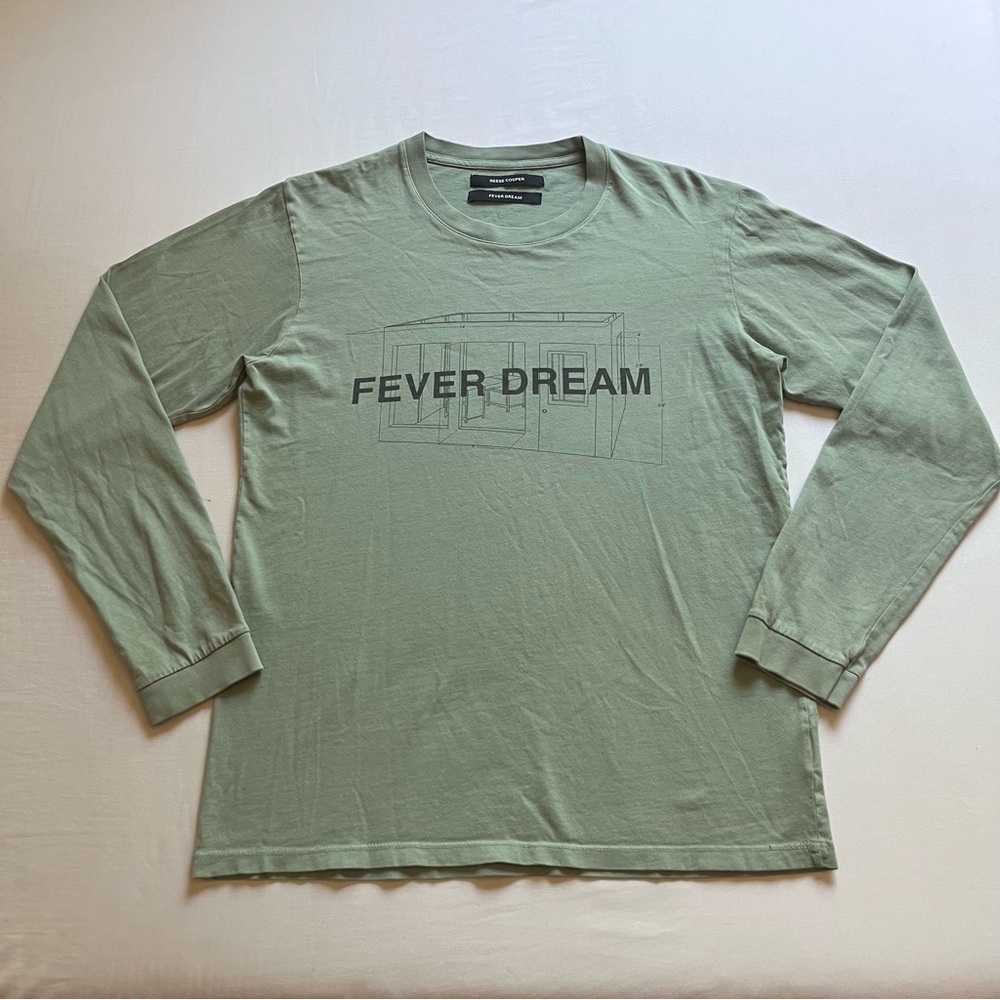 REESE COOPER Sage pistachio olive army green logo text graphic long‎ sleeve tee